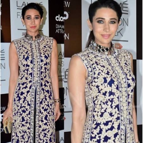 Karishma Kapoor Georgette Stitched Kurta In Blue Colour - Picture 7 of 16
